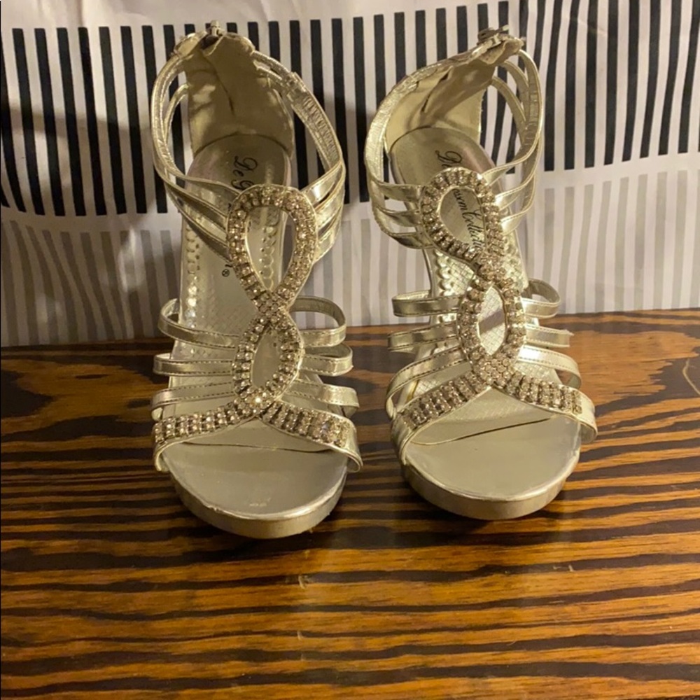 Silver Rhinestone Peep toe 5” Heels